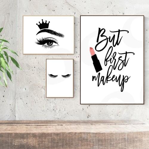 Fashion Eye Lashes Poster and Print Best Makeup Wall Art Canvas Painting Black White Pictures for Living Room Home Decor