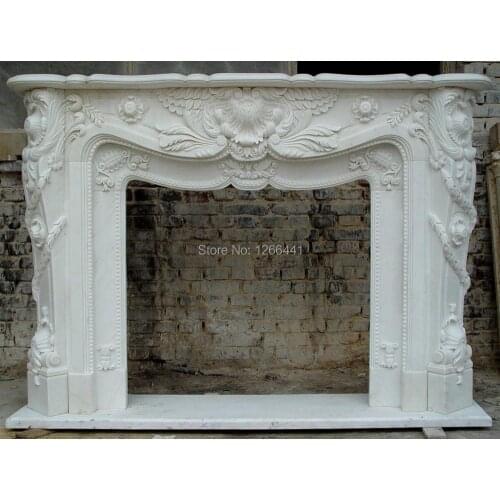 Marble fireplace surround mantel frame European Baroque style stone carving custom made chimneypiece