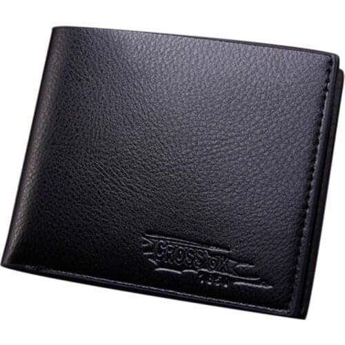New Fashion Men Business Soft Faux Leather Short Wallet Purse Credit Cards Holder