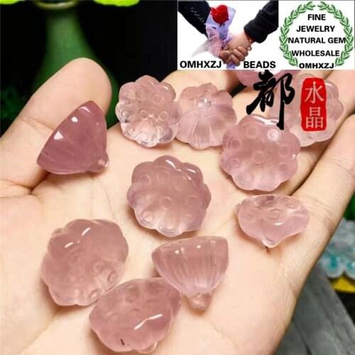 OMHXZJ Wholesale ZB446 European Fashion Birthday Party Wedding Gift Natural Stone Fine Rose Quartz Fox Lotus Seed Pendant Charm