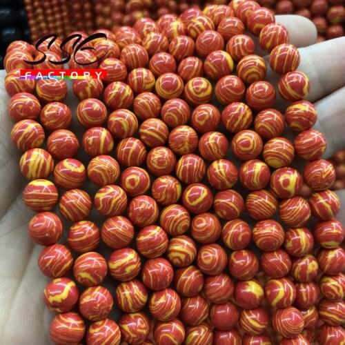 Orange Yellow Malachite Stone Beads Striped Turquoises Round Loose beads 4 6 8 10 12mm For Jewelry Making DIY Charm Bracelet 15"