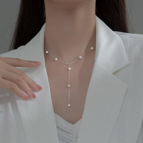 925 Sterling Silver Necklace for Women Teen Girls Crystal Mother of Pearl Korean Style Jewelry Female Birthday Gifts