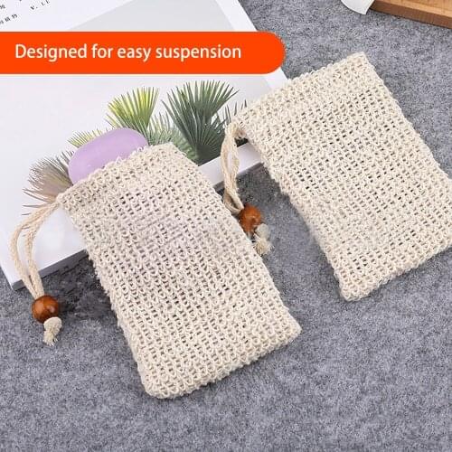 1pcs Sisal Hemp Soap Bag Blister Foam Maker Double-Layer Mesh Soap Net Foaming Easy Bubble Linen Mesh Bag Bathroom Cleaning Tool