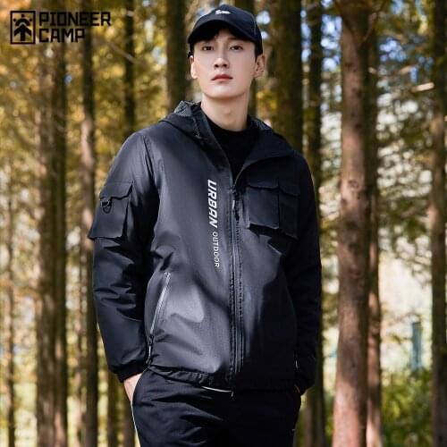 Pioneer Camp 2020 Winter Mens Parkas Outdoor Windproof Warm Casual Fashion Black Zipper Jackets Male XMF023126