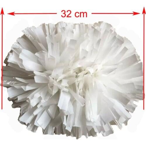 32CM White cheerleading pompoms (2pieces/lot) Cheers pompon with middle plastic handle Color can free combination