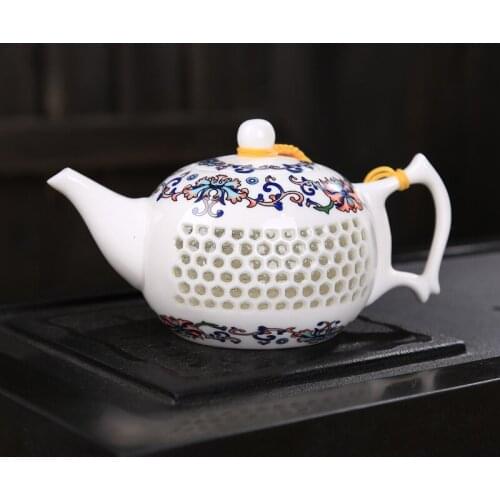 Hollow-carved Ceramic Teapot,Retro Kungfu Tea Making,Zen ceremony Drinkware cups porcelain teaset,pu'er/puerh/Dahongpao/white