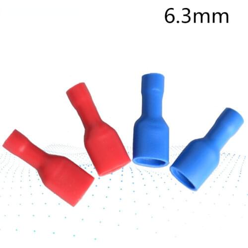 50pcs Fully Insulated Splice Wire Cable Connector 6.3mm Crimp Electrical Terminals Red Blue Kit Set