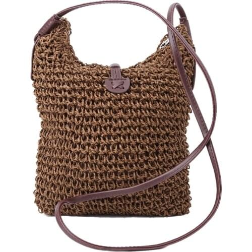 Women Handbag Shoulder Bag Straw Weave Tote Purse Lady Beach Hobo Bag Crossbody LX9F