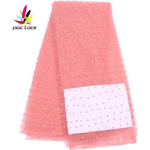 Tulle French Fabric Embroidered Tulle Fabric Leaf Green African French Lace Fabric High Quality With Beads XZ1288c-2