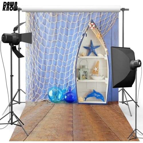 DAWNKNOW Shelf Floor Starfish Vinyl Photography Background For Baby New Fabric Polyester Backdrop For Family Photo Studio F2669