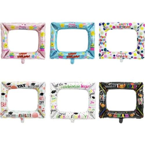 1pcs Photo Booth Foil Balloons Happy Birthday Graduation Theme Party Photo Frame Globos Baby Shower Kids Inflatable Toys Gifts