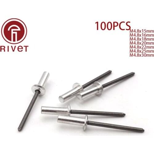 DIN 15973 100PCS M4.8*15/16/18/20/22/25/30Rivets Remaches Aluminum Steel Closed End Blind Rivets Round Dome Head Rivet Fasteners