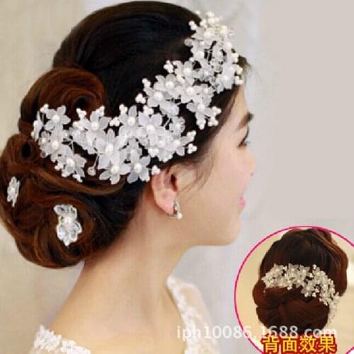 2017 New White Red Bridal Hair Accessories Headpiece New Fashion Flower Wedding Headband Top Quality Headdress Girls Headbands