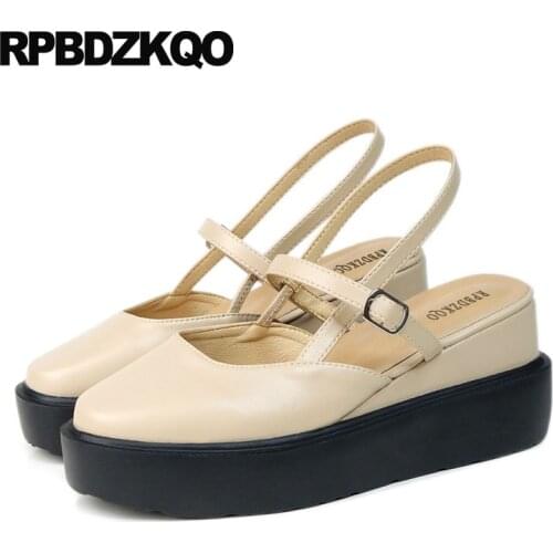 Platform muffin creepers elevator wedge size 33 china square toe summer slingback thick sole designer shoes women luxury 2018