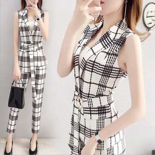 Womens suit 2019 two-piece summer new sleeveless vest casual slim pants temperament wild womens clothing