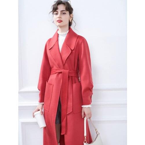 Womens Clothing Autumn 2021 New Fashion Lantern Sleeve Water Ripple Double Faced Woolen Coat