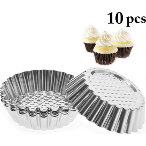 10Pcs Stainless Steel Egg Tart Molds Professional Metal Cake Mold Baking Mold DIY Baking Tools Accessories