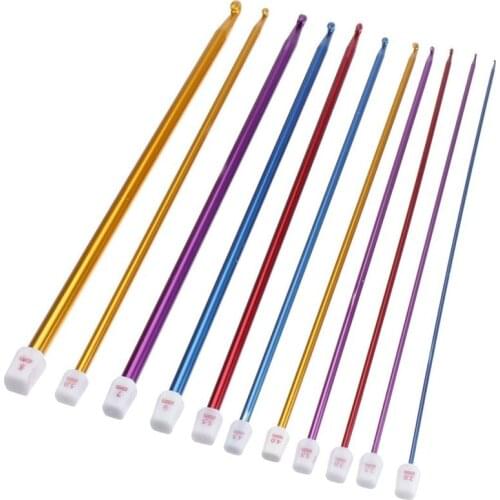 11Pcs/Set 2mm-8mm Multicolour Aluminum Crochet Hook Knitting Needle for DIY Sweater Scarf