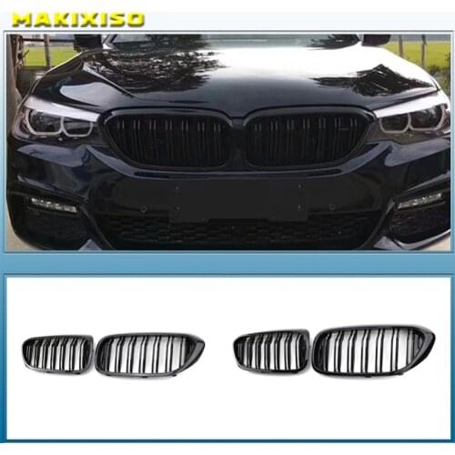 2PCS Car Racing Grill Meteor Diamond Star Style Front Kidney Grille Bumper For BMW 5 Series G30 G31 G38 520i 530i 540i 2018 2019