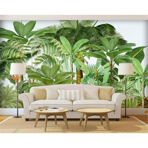 Beibehang custom papel de parede 3d wallpaper simple painted watercolor flamingo tropical leaves living room bedroom background