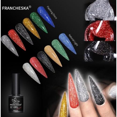 6 Colors Glitter Gel Nail Polish Disco Flash Camouflage Phototherapy Semi Permanent Hybrid Varnishes Nail Art Glue Manicure