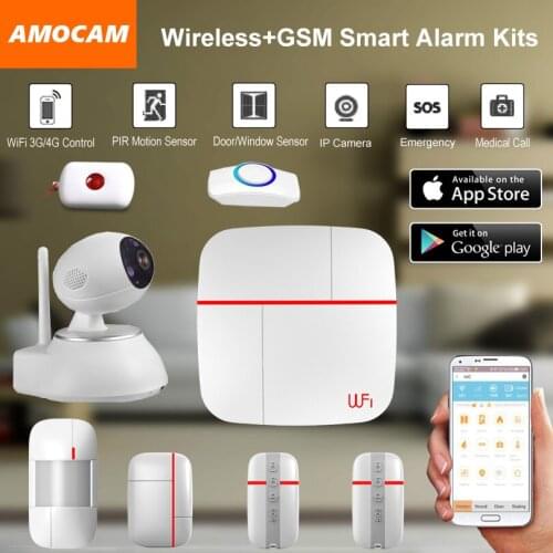 Wireless WiFi + GSM Home Alarm System IOS Android APP controlled Home Smart Security Burglar Intelligent with IP camera Kits