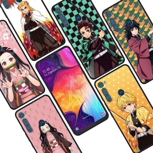 Anime Demon Slayer Cute Phone Cover For Motorola G9 Play G8 Power G30 E6s Edge One Fusion Plus Cases Black Shockproof Tampa Bag