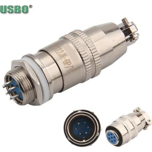 Copper nickel-plated 12MM Male Female push-pull Circular aviation plug socket XS12JK 2/3/4/5/6/7Pin self-locking Air Connector