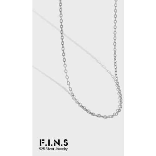 F.I.N.S Minimalist Stackable 100% S925 Sterling Silver Cross Chain Silver Slim Choker Necklace Thin O-Chain Fine Silver 925