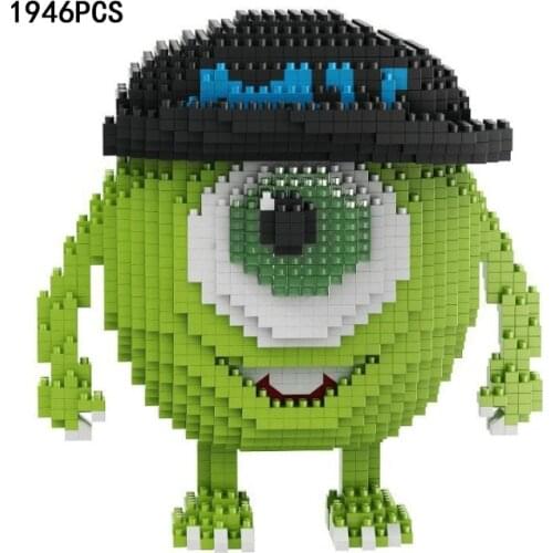 Disney cartoon figures Monsters, Inc. University micro diamond blocks Mike Wazowski build brick model toy nanobrick for kids
