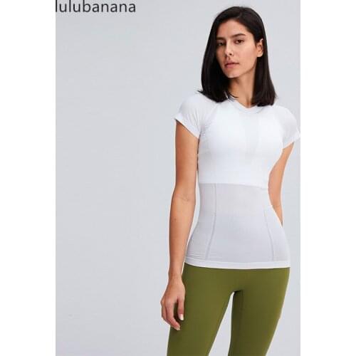 Lulubanana YOGA Seamless Workout Shirts for Women Short Sleeve Plain Tees Quick Dry Gym Athletic Tops