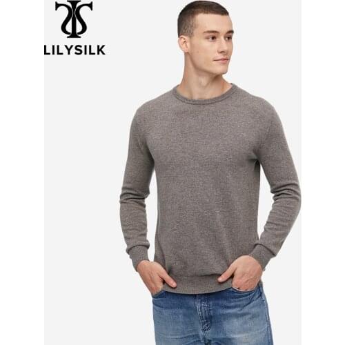 LilySilk Cashmere Sweater For Men Crew Neck Long Sleeve NEW Free Shipping