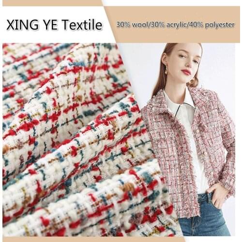 Plaid Worsted Polyester Wool Woolen for Autumn and Winter Fashion Suit Jacket Clothing Fabric Cloth for Dress by the Meter