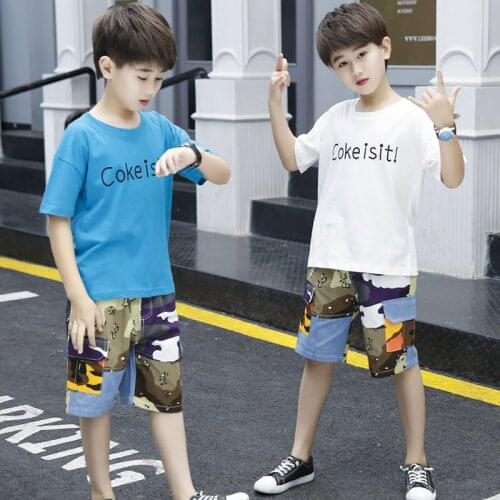 Boys Clothing Sets Summer 2020 Cotton Teenage Kids Boys Suit For 4 6 8 10 12 13 Years Children Short Sleeve Shirt Shorts Set