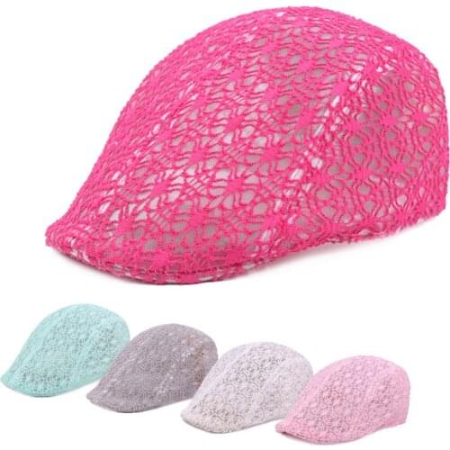 Lace Beret Summer Travel Bonnet Hat Breathable Sunshade Female Net Hat Autumn English Style Lrish Beret French Fashion Beret