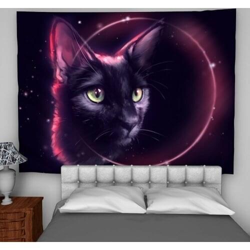 Cat Eclipse Wall Hanging Tapestry Psychedelic Bedroom Home Decoration