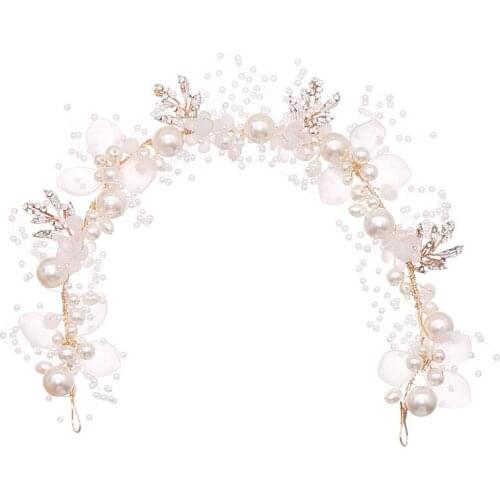 2020 New Handmade Prom Wedding Hair Accessories Hair Jewelry Bridal Flower Headdress Pearl Beads Headpieces For Brides
