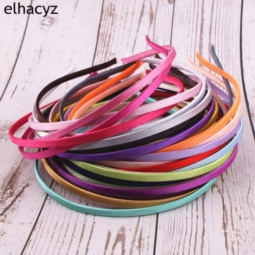 30pcs/lot High Quality 0.5 CM Width Boutique Colored Satin Covered Iron Hoop Headband Girls Kids Hairband Hair Accessories