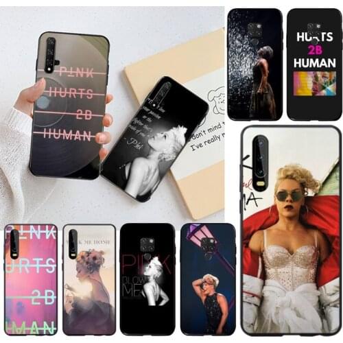 P!nk Pink Hurts 2b Human Cover Black Soft Shell Phone Case for Huawei P40 P30 P20 lite Pro Mate 20 Pro P Smart 2019 prime