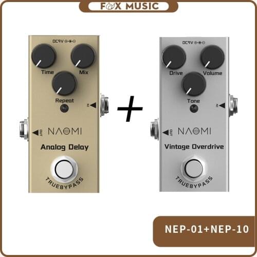 Electric Guitar Pedals Analog Delay+ Vintage Overdrive Mini Single Pedal True Bypass DC 9V 1 To 3 Daisy Chain Power Supply Cable