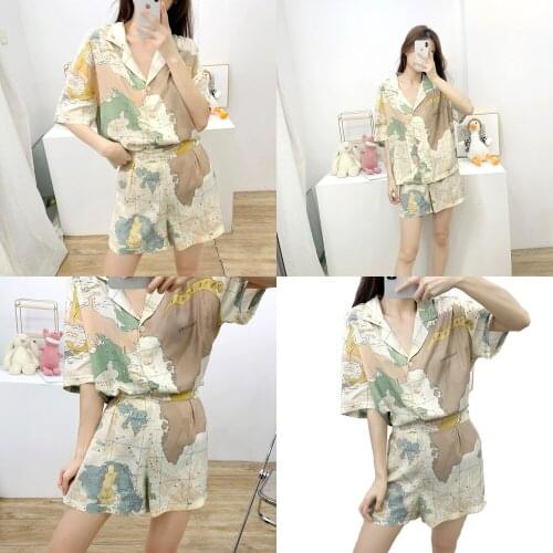 New Style Summer Ladies Home Service Viscose Fiber Home Service Pajamas Cotton Short-sleeved Shorts Two-piece Loose Sleepwear