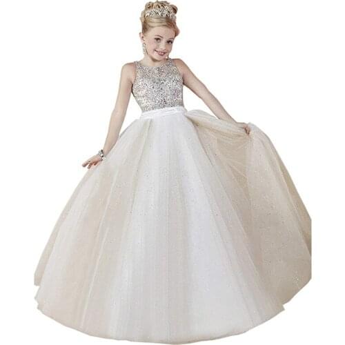 Little girls prom dresses beaded corset kids ball gowns for children long girls party dress