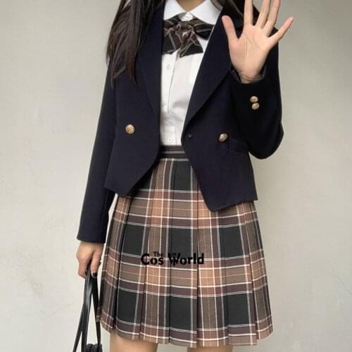 [Black Sugar] Girls Japanese Summer High Waist Pleated Plaid Skirts For JK School Uniform Students Cloths