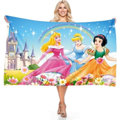 Adult Children Baby Snow White Cinderella Auror Disney Princess Character Cartoon BathTowel Beach Towel Bathroom Swimming Towels