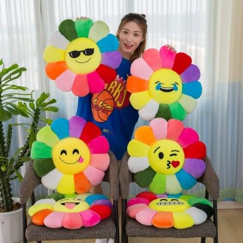 Plush Sun Flowers Pillow Soft Toy Stuffed Toy Emotion Plush Mats Meditation Cushion Floor Cushions for Kids