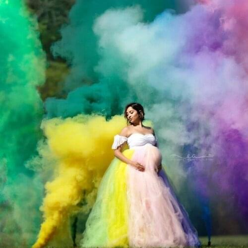 Colorful Tulle Maternity Dresses Cao Sleeves Sweetheart Extra Puffy Ball Gown Soft Rainbow Tulle Bridal Pregnancy Dress