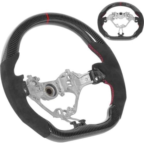 Carbon Fiber Steering Wheel Suede Hand Grips Red Stitching Fit for Subaru BRZ 2017 2018 2019 2020