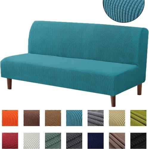 S M L Armless Sofa Bed Slipcover Couch Cover Without Armrests Stretch Folding Futon Cover Dust-proof Elastic Removable