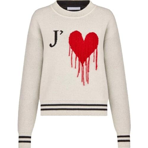 SAYTHEN Letters Love Embroidery 2021 Autumn And Winter Tassels Long-Sleeved Loose Round Neck Sweater Womens Knitted Pullover