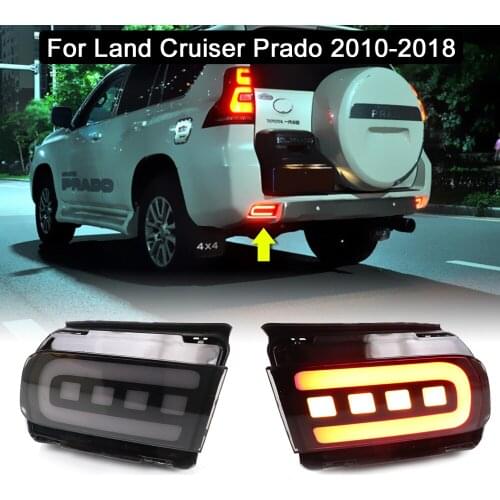 Smoked Lens LED Rear Bumper Reflector Lamp For Land Cruiser Prado LC150 2010-2018 Drving Warning Light Brake Light Turn Signal
